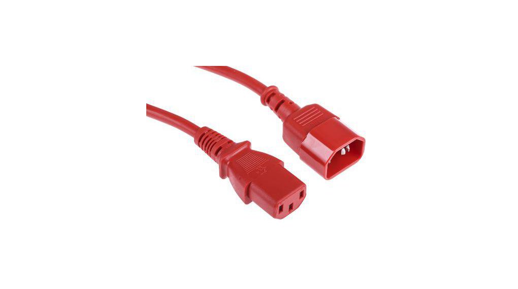 IEC Device Cable IEC 60320 C13 - IEC 60320 C14 1m Red